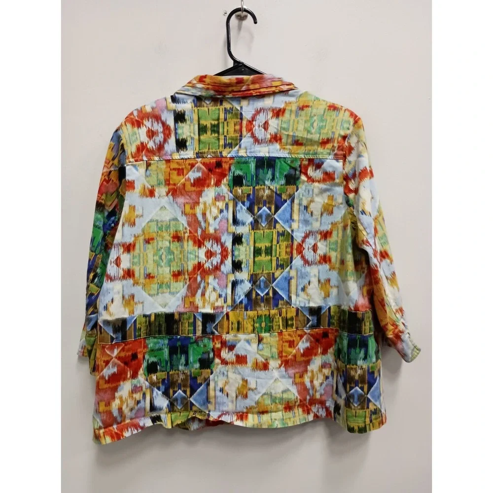 Erin London  Wearable Art Jacket Womens Size‎ 1X Multicolor Abstract Eclectic